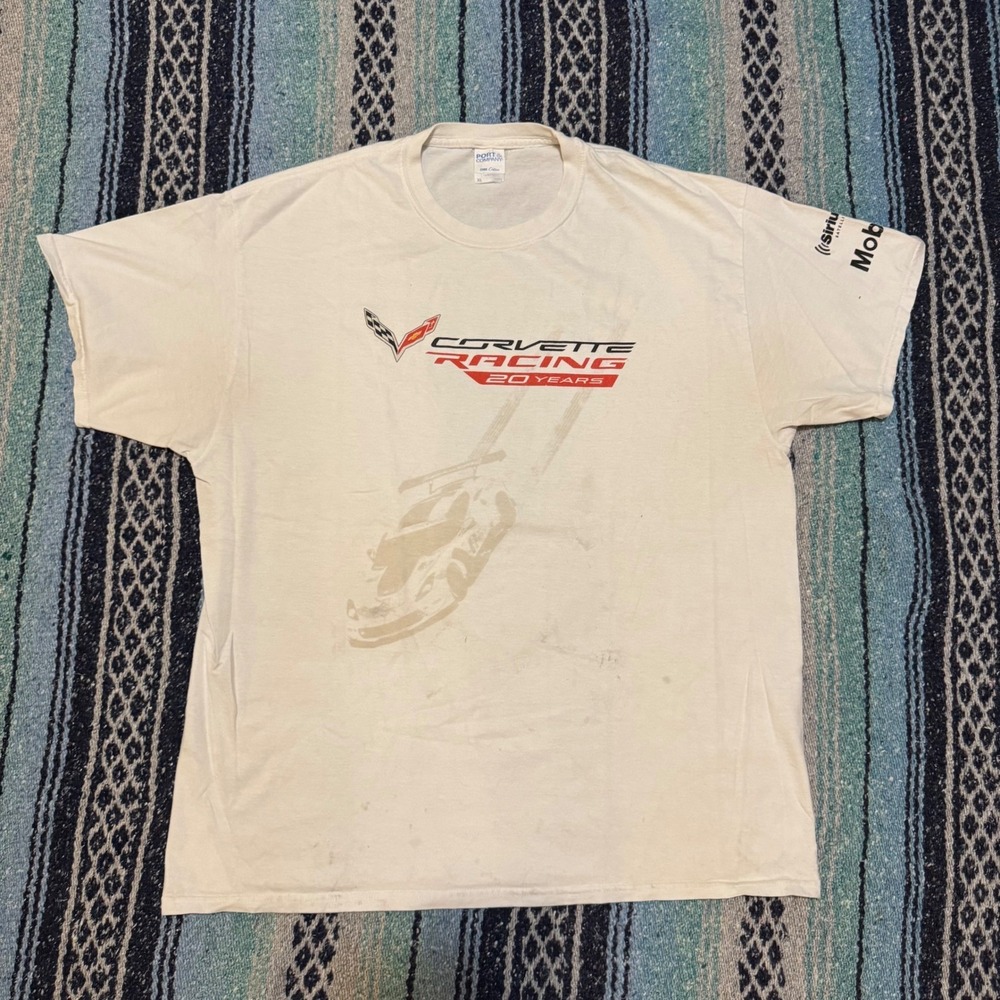 Corvette Racing 20 Years Shirt Mens XL White Graphic Tee SiriusXM Mobil 1